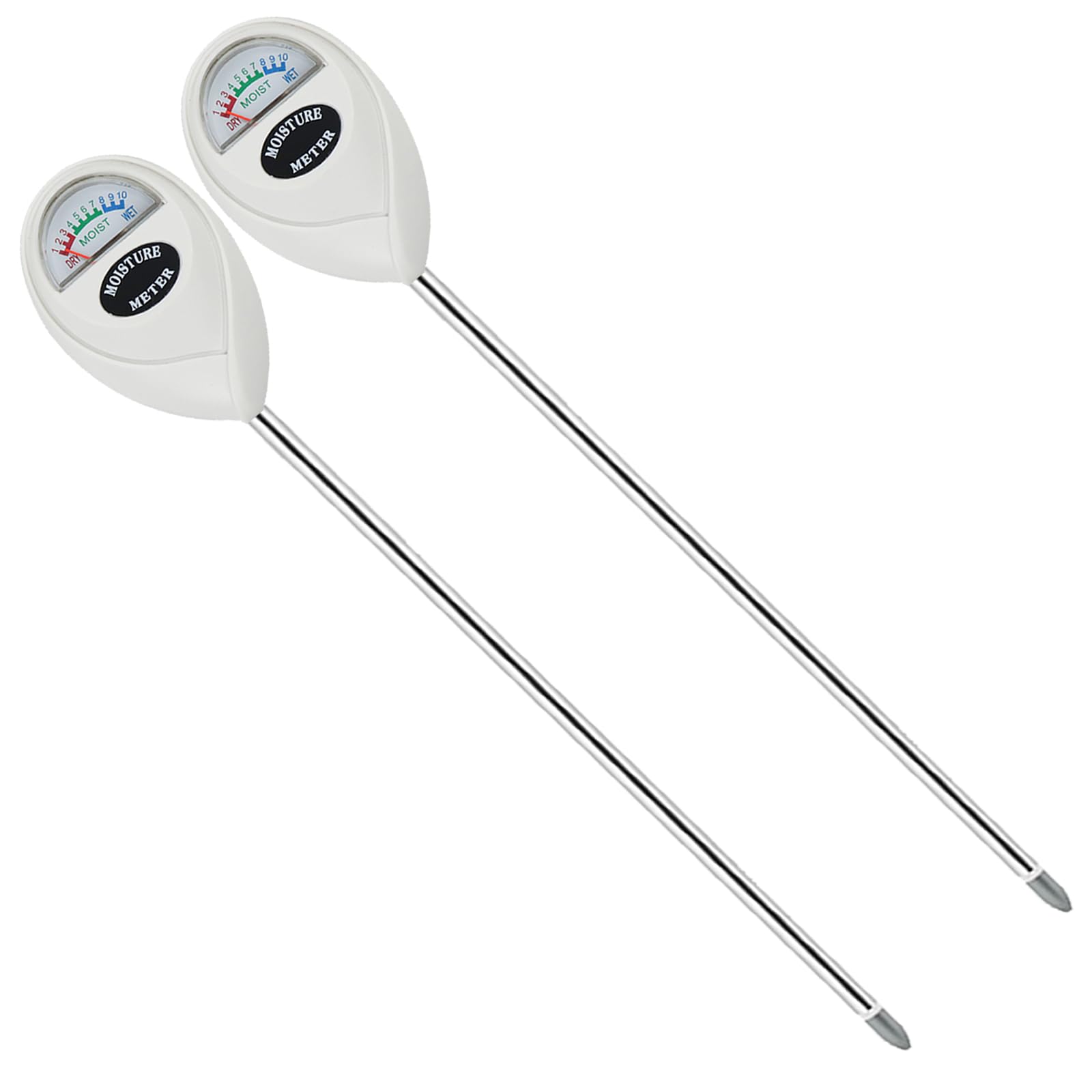 Soil Moisture Meter, 2 Pack Long Probe Soil Moisture Monitor for House Plants, Soil Hygrometer Moisture Sensor for Indoor & Outdoor, Garden, Farm, Lawn Plant Care, No Battery Needed(White)