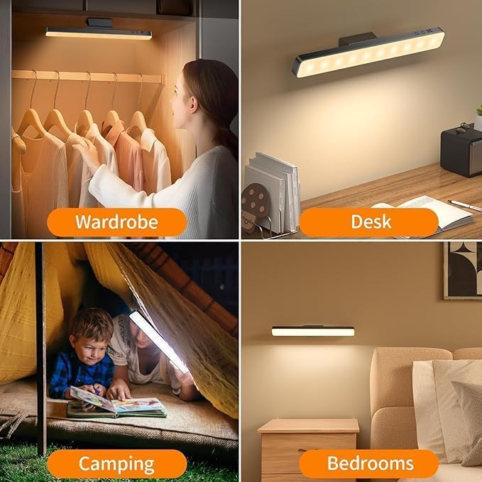 Image of ARJ Magnetic Rechargeable Desk LED Lamp with Touch Dimmer | 3-Mode Study & Reading Light for Hostel, Bedroom, Travel & Power-Cut Use(Pack-2) (Medium., 2, Count)
