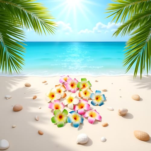 10 Clips Multicolor Hawaii Plumeria de 7 cm miniatura 5