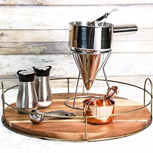 Batter dispenser with stand stainless steel funnel pancake maker mobile phone-spring handle-suitable for kitchen cake shops, etc.