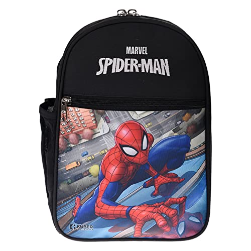 Image of Fun Homes Marvel Spider-Man School Bag|2 Compartment Rexine School Bagpack|School Bag for Kids|School Bags for Girls with Zipper Closure|Small Size (Black)