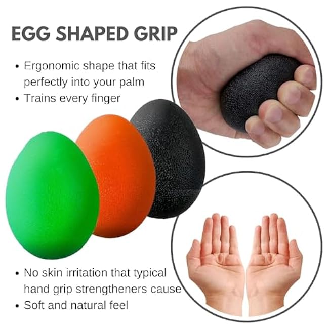 The Friendly Swede Stress Balls for Adults - 3 Squeeze Balls for Hand Therapy, Stress Relief & Strength; 3 Resistance Levels