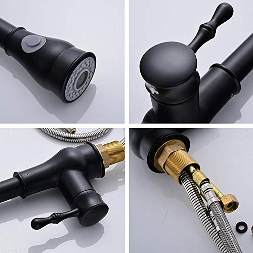 Robinet de cuisine noir avec douchette et 2 modes d'eau chaude froide - 5