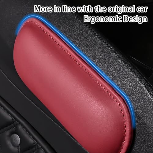 Image of Mandark Car Knee Cushion Pad, Leather Memory Foam Vehicle Door Armrest Pillow for Leg Elbow, Comfort Auto Interior Center Console Thigh Support Mat Accessories, Universal for Most Cars (Red)