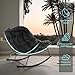 Grand patio Rocking Chair Outdoor, E-Coated Papasan Rocking Chair with Cushion, Outdoor Oversized Recliner Rocker for Patio Porch Garden Backyard, Grey