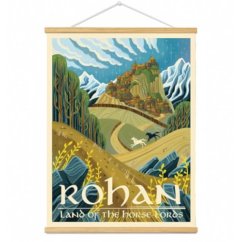 Image of Meksular Middle Earth Landscape Wall Art Prints Canvas Painting Fantasy Posters, Wall Pictures, Rohan, 16L" x 12W"