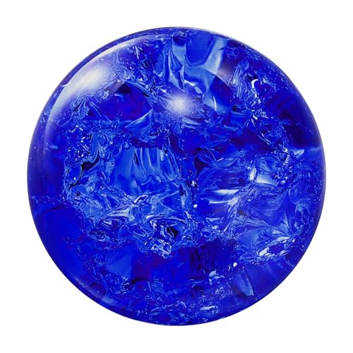 sourcing map 40mm/1.6 Crystal Sphere Ball Ice Cracked Glass Solid Decorative Sphere Crystal Ball Prop Ornament for Feng Shui Divination Fortune Telling Tabletop Fountain Decoration, Dark Blue