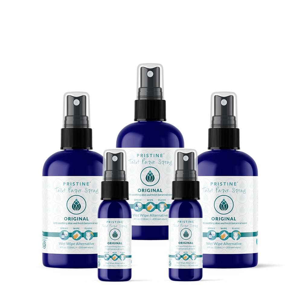 Pristine Original Toilet Paper Spray 5-Pack Bundle: As Seen on Shark Tank, The Planet Friendly, More Natural Alternative to Flushable Wet Wipes