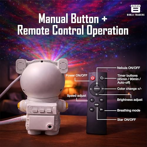 Image of Astronaut Galaxy Projector Lamp | Space Theme Light Projector for Bedroom, Kids & Home Decor | Adjustable Lighting & Remote Control. Pack of 1 (PL001)
