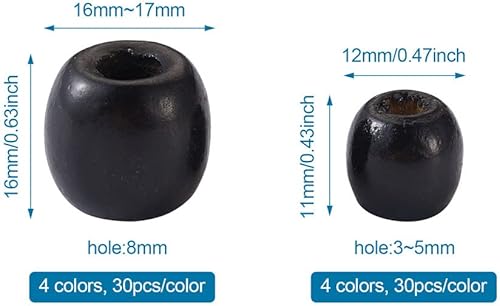 Miniatura 3 de Cheriswelry 240 cuentas de madera natural teñidas de 0.472 in, 16 a 0.669 in, cuentas de madera para decoración de manualidades, cuentas de madera