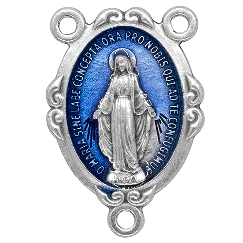 VILLAGE GIFT IMPORTERS Miraculous Medal Rosary Center Beads | Blue or Silver-tone | Great for DIY Rosaries, Jewelry, and Chaplets | Catholic Religious Craft Supplies | Mother Mary Devotional2