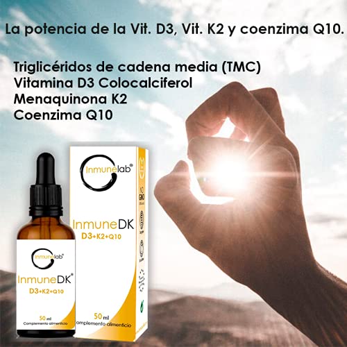 InmuneDK,Triglicéridos de Cadena Media, Vitamina D3 colicalciferol, Menaquinona K2 y Coenzima Q10, todo en una sola toma.