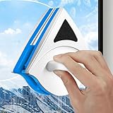 Magnetic Window Cleaner for Single Glazed Windows, Double-Sided Window Cleaning Tool with Strong Magnet, Safety Rope and Ergonomic Handle for Safe Indoor and Outdoor Home Use