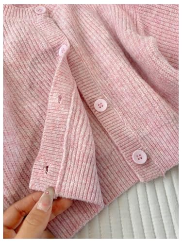 SweatyRocks Girl's Cute Button Down Cardigan Long Sleeve Drop Shoulder Knitted Sweater4