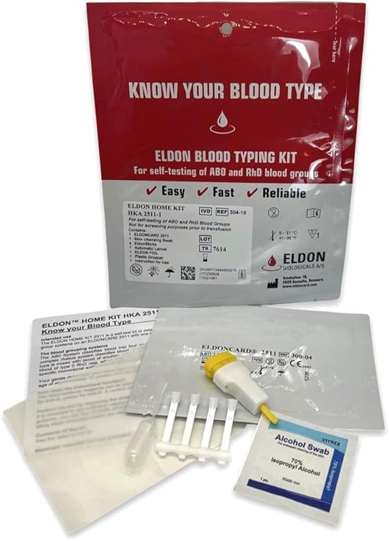 Blood Type Test Kit 10 Tests Eldoncard Home Blood Group