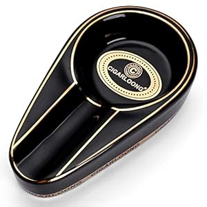 CIGARLOONG Zigarren Aschenbecher Single Classic Ceramic Aschenbecher Außen- oder Innenbereich(Kolorit:Black)