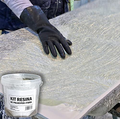 Resin Pro - Reparatiekit hars + glasvezel 1m2 mat 300g/m2 - Snel, eenvoudig en duurzaam, versterkingsmateriaal, orthoftaal polyesterhars, voor boten, carrosserieën, buizen - 700 GR - Afbeelding 5