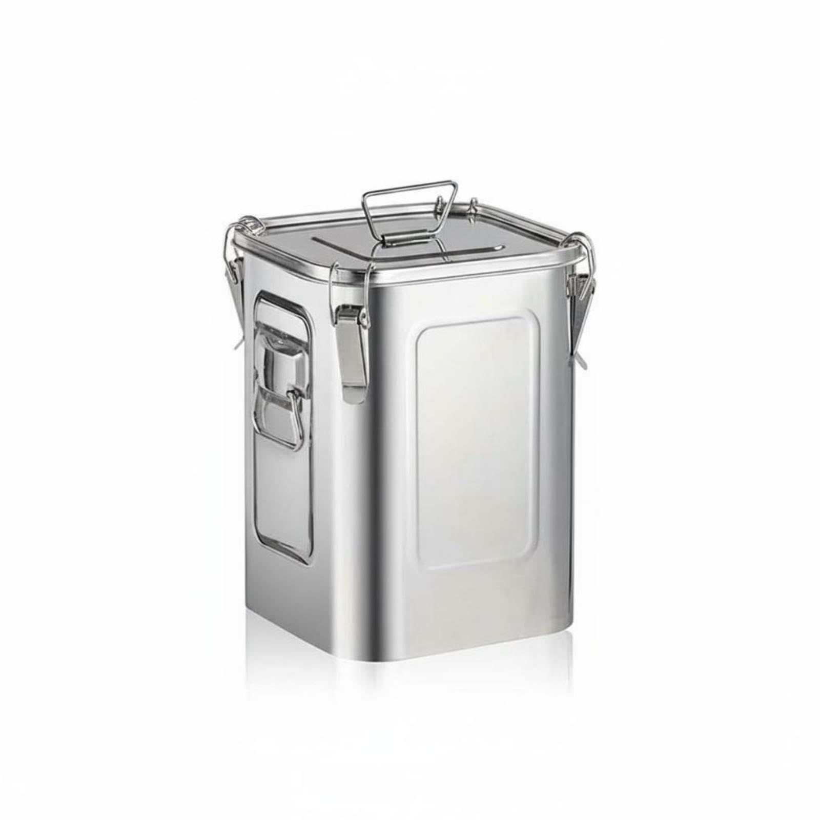 Stainless Steel Bucket Attached Lid Square Steel Bucket Flat Sides Metal Pail 20L Buckle High Square|Collectibles| Advertising| Food & Beverage| Dairy| Bottles & Containers-image-9