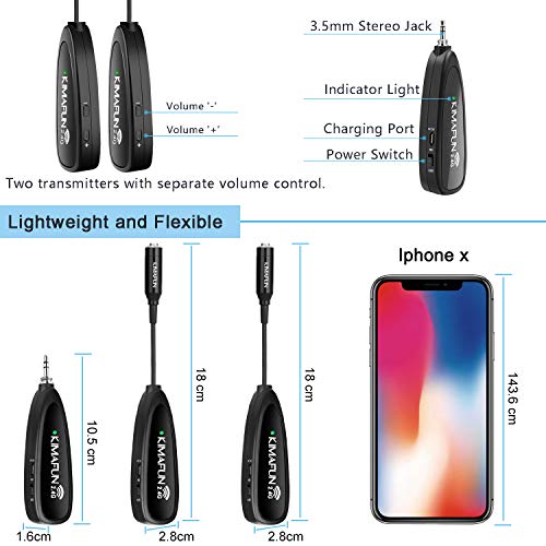KIMAFUN Drahtloses Mikrofonsystem für 2 Personen, 2.4G Dual Wireless Headset und Lavalier Revers-Mikrofone Ideal für… - Image 4