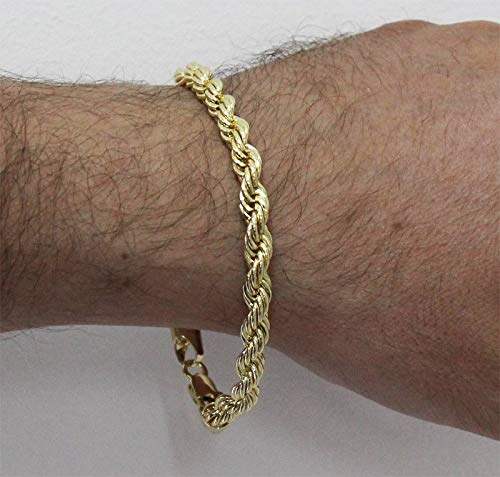 Pulseira Folheada a Ouro 18k Modelo Elo Baiano Com 6mm de Largura