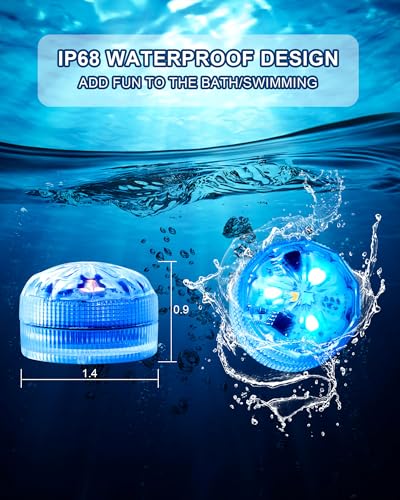 Image of 5plots 2Pack Remote Control & 10pcs Mini RGB Submersible LED Lights, Multicolor Waterproof Small Tealight Candles Battery Operated Underwater Color Changing EFX Light for Vase, Halloween Lantern