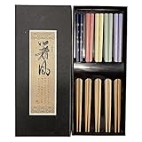 Rpanle Palillos Japoneses, 5 Pares Palillos De Madera, Reutilizables, con Caja de Regalo Negra