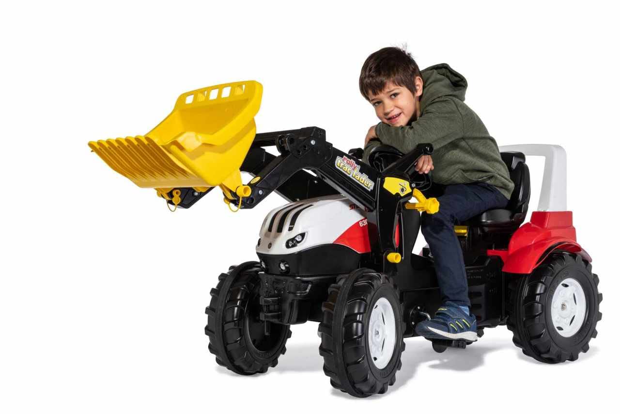 Rolly Toys rollyFarmtrac Steyr 6300 Terrus CVT 730001 (von 3-8 Jahre, Flüsterlaufreifen, längen-und höhenverstellbarer Sitz), rot