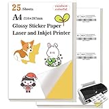  Etiquetas autoadhesivas universales Papel brillante para impresora Papel adhesivo A4 Impresora de etiquetas Impresora para suministros de oficina Impresoras láser y de inyección de tinta (25 libras)