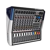 Yamnweo 8-Kanal DJ Mischpult mit Verstärker – 650W+650W Ausgangsleistung, 99 Effekte, USB Aufnahme/Wiedergabe, 7-Band Equalizer, Großes Spektrum-Display Audio-Mixer, für Live-Auftritte/KTV/Vorträge