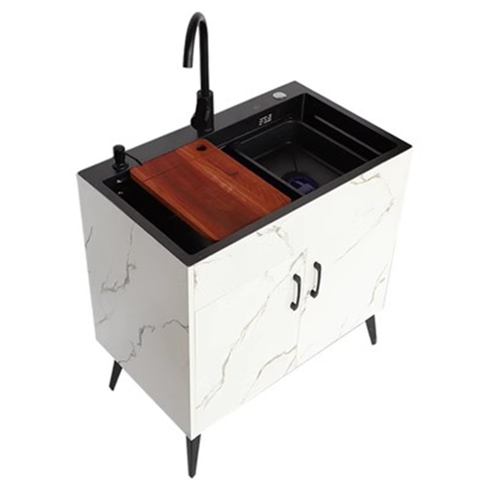 Évier de cuisine extérieur autoportant avec rangement pour barbecue et jardin