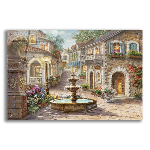 Epic Art 'Cobblestone Fountain' by Nicky Boehme Acrylic Glass Wall Art, 36