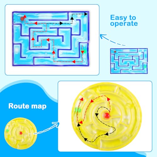 JaneYi Sensorisches Spielzeug 2 Stück Gelgefüllte Labyrinth Spiele für Kinder & Jugendliche Runde & Eckige Fidget Squeeze Toys Sensorik Spielzeug gegen Stress Angst ADHS & Autismus