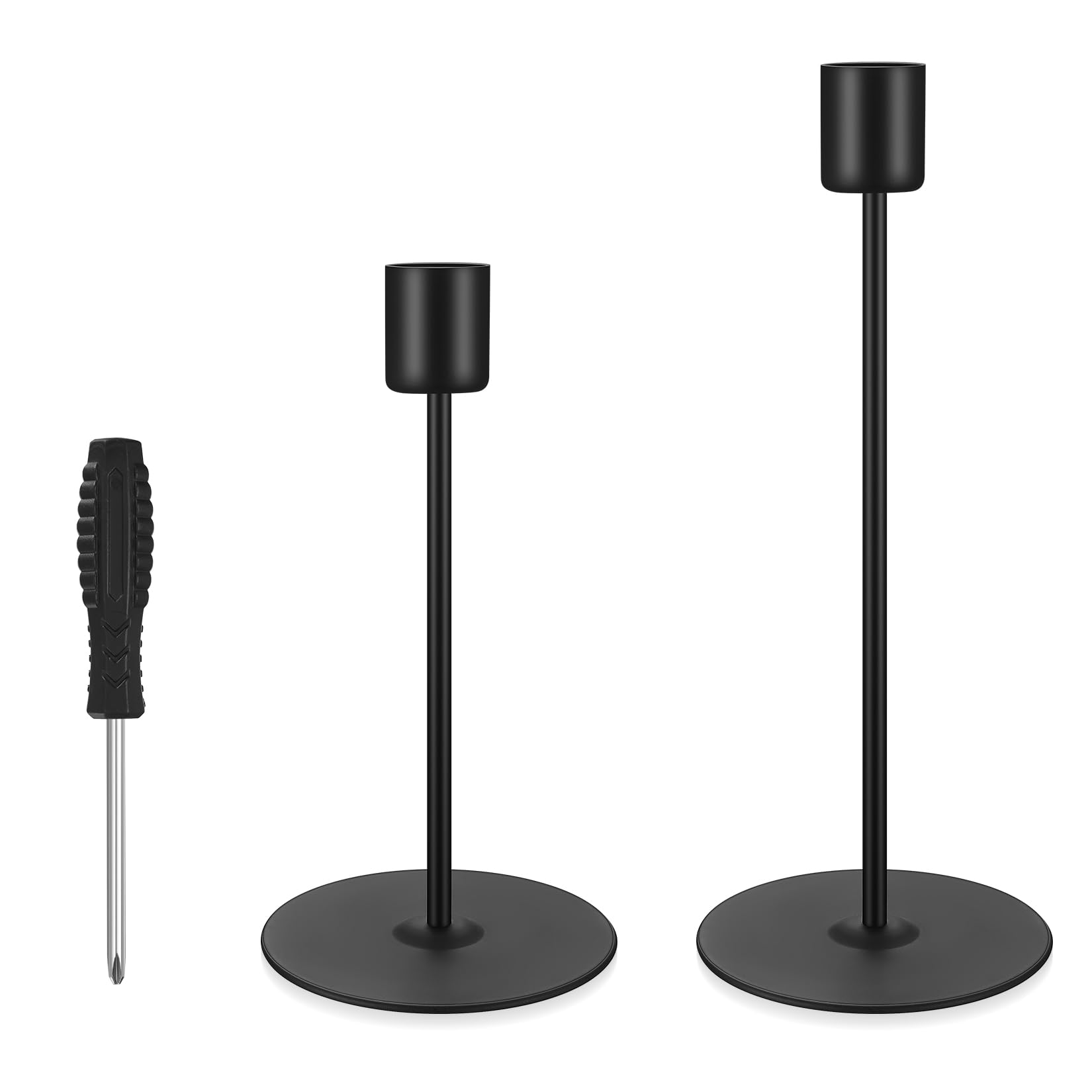 2 Piezas de Candelabros, Portavelas, Kugelkerzen Vintage Sostén de Columna, Decoración de Soporte de Velas de Mesa Negra para Sala de Estar, Boda, Adornos de Cena