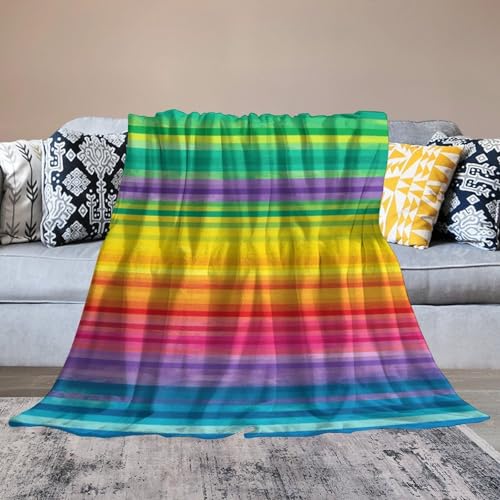 Couverture arc-en-ciel flanelle légère pelucheuse et douce quatre saisons