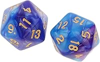 Vista 6 de 10 dados poliédricos D20, 0.787 in, acrílico de 20 caras para juegos de mesa RPG, MTG, DND, juegos de mesa (azul morado)