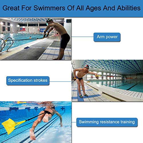 KIKIGOAL Swimming Arm Strength Trainer Swim Paddle Fins Professional Freestyle Swimming Arm Trainer Elastic Band for Swimming Training (Heavy Weight 80IBS) - Thumbnail 6