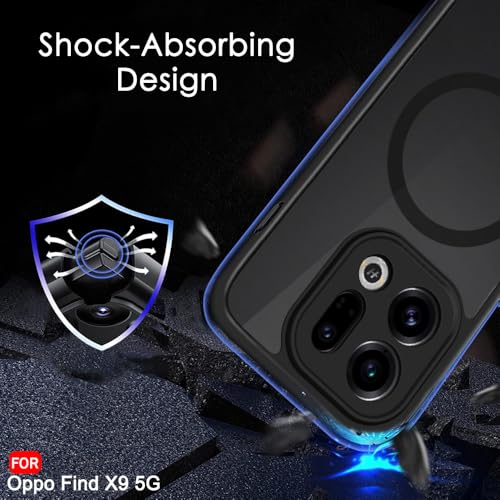 Image of TheGiftKart Hybrid Shockproof Back Cover Case for Oppo Find X9 5G Compatible with MagSafe | Hard Back Cover Case for Oppo Find X9 5G (PC & TPU, Translucent Smoke Matte Back, Black Sides)