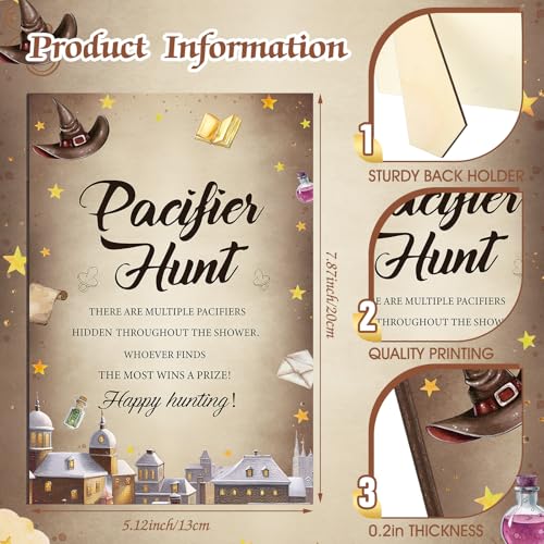 Image of Thyle 51 Pcs Magical Wizard Pacifier Hunt Baby Shower Games Include Hunt Sign and 50 Acrylic Pacifiers for Baby Shower Decoration Gift Sets Gender Reveal Party Decor