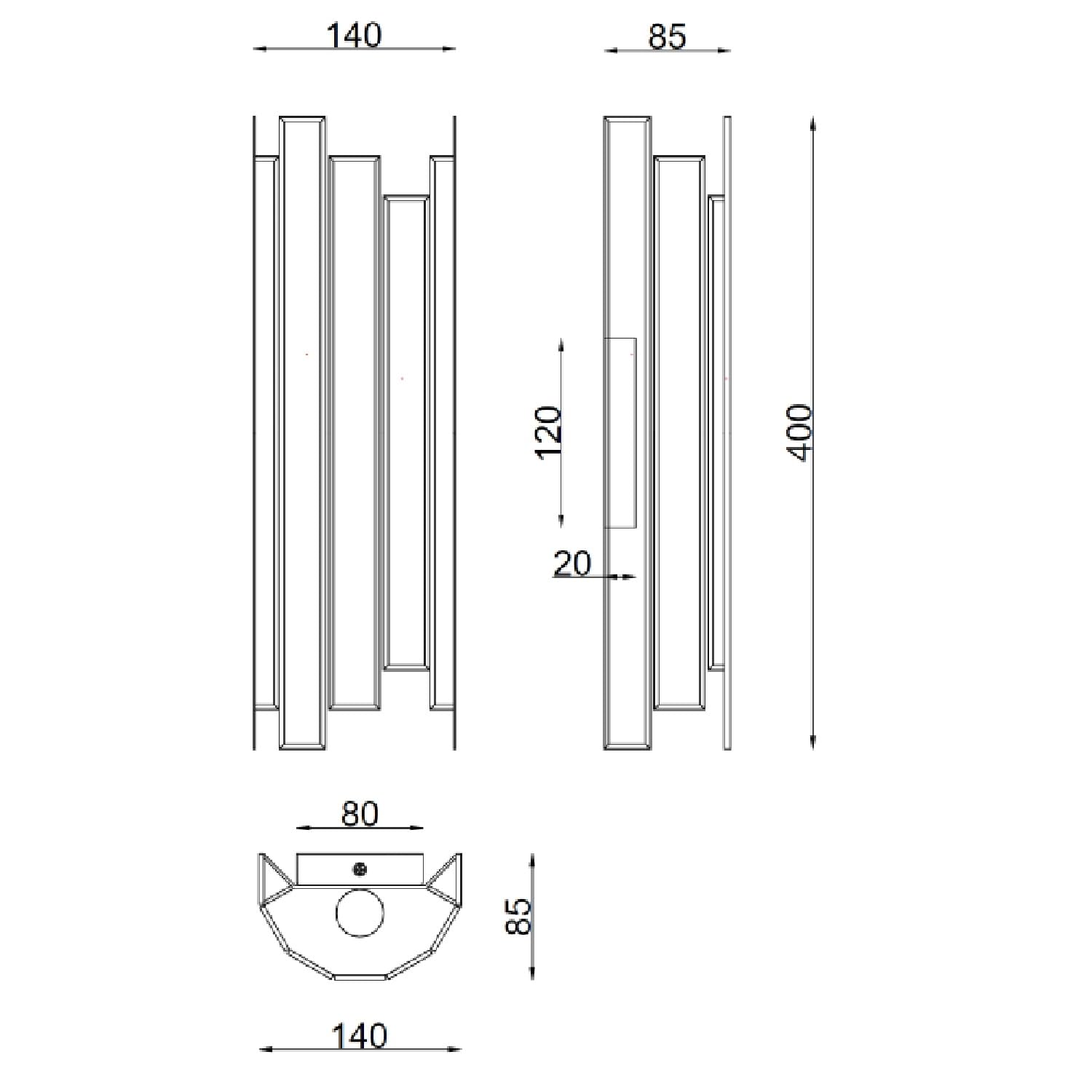 LEDKIA Lámpara de Pared de Metal y Cristal Bredos Dorado