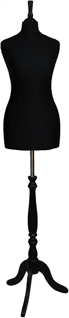 Mannequin buste couture femme taille 40/42, trépied bois et housse noire