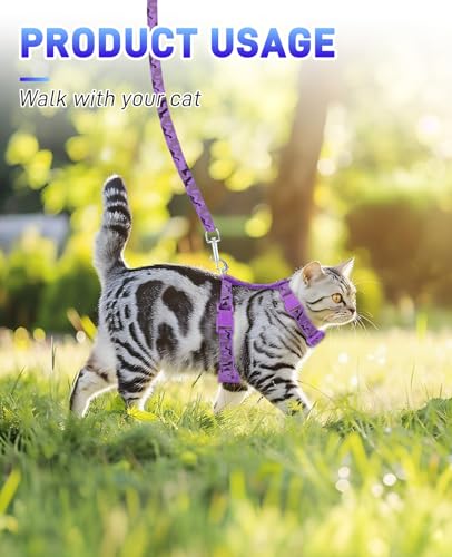 3 Pack Cat Leash and Harness Set, Lightweight Adjustable Collar Escape Proof for Cats - Image 5