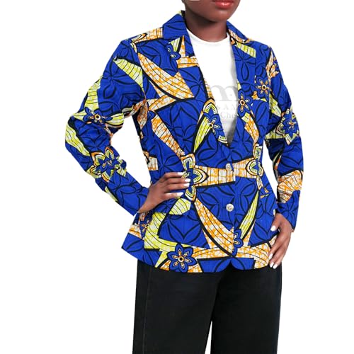 African Coat for Women Dashiki Blazer Kente Print Jacket Clothes Ankara Attire Notched Lapel Formal Top3