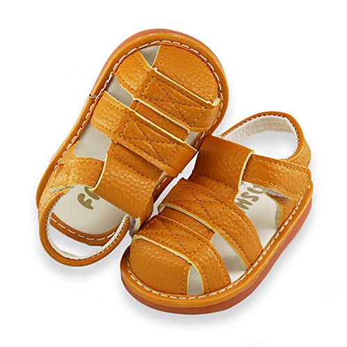 Image of WILLFUN Baby Boy Girl Summer Infant Squeaky Sandals Premium Rubber Sole Closed-Toe Non-Slip Shoes Toddler First Walkers