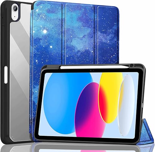 Image of ProElite Case Cover for Apple iPad (A16) 11th /10th Generation (2025 /2022), Transparent case Cover with Pencil Holder for iPad 11th /10th Gen 2025 /2022, Stars