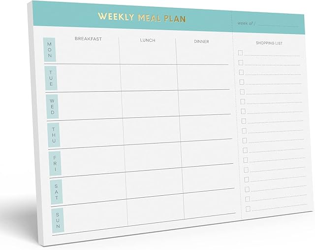 Sweetzer & Orange Weekly Meal Planner and Grocery List Magnetic Notepad. Teal 10x7 Meal Planning Pad with Tear Off Shopping List. Plan Weekly Menu Food for Weight Loss or Dinner List for Family!