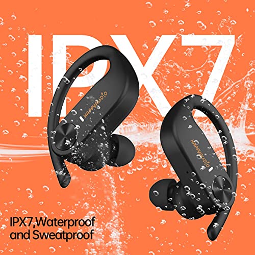 HAPPYAUDIO S1 Bluetooth 5.0 TWS Fone de ouvido sem fio esportivo com ganchos de ouvido Controle de v