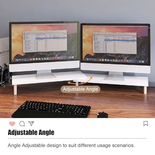Support de moniteur double en bois blanc pour optimiser le télétravail - 5