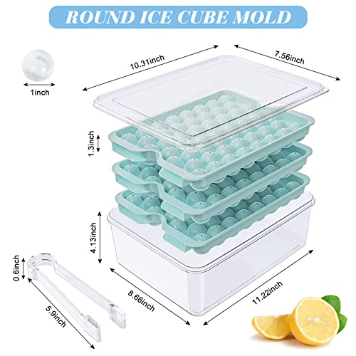 Korlon Round Ice Cube Tays, 159 Pcs X 1.0 In Circle Ice Cube Tray With Lid And Bin For Freezer, Ice Container Making Sphere Ice Chilling Cocktail Whiskey Tea & Coffee #TOP2