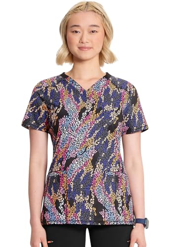 Blouse médicale imprimée à col en V élastique et confortable pour mouvement sauvage taille L