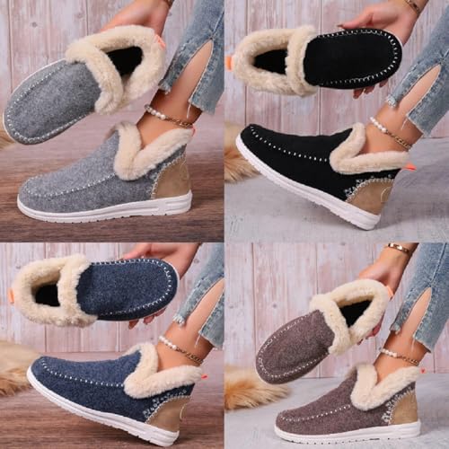 2025 Women's Winter Plush Lined Snow Boots,Flat Shoes Comfy Orthopedic Arch Support Outdoor Walking Booties Classic Non-Slip Ankle Shoes3